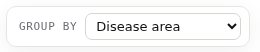 The Group by menu set to Disease area.